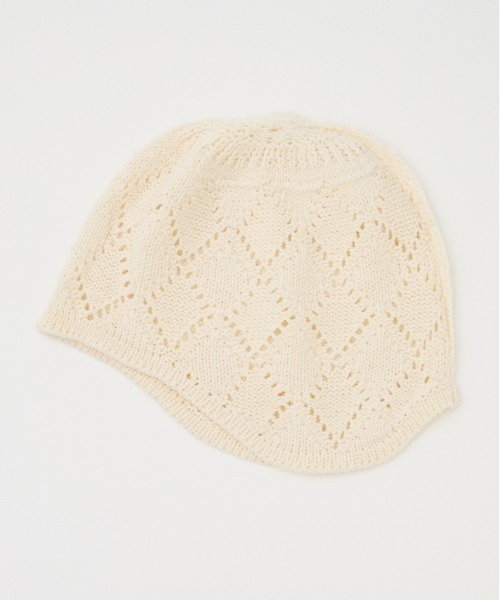 SLY（スライ）の「COTTON CROCHET CAP　コットン クロシェ キャップ（ニットキャップ/ビーニー・レディース・ブラック/オフホワイト・FREE）」の3枚目の写真