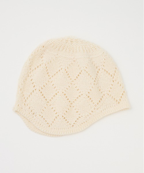 SLY（スライ）の「COTTON CROCHET CAP　コットン クロシェ キャップ（ニットキャップ/ビーニー・レディース・ブラック/オフホワイト・FREE）」の4枚目の写真
