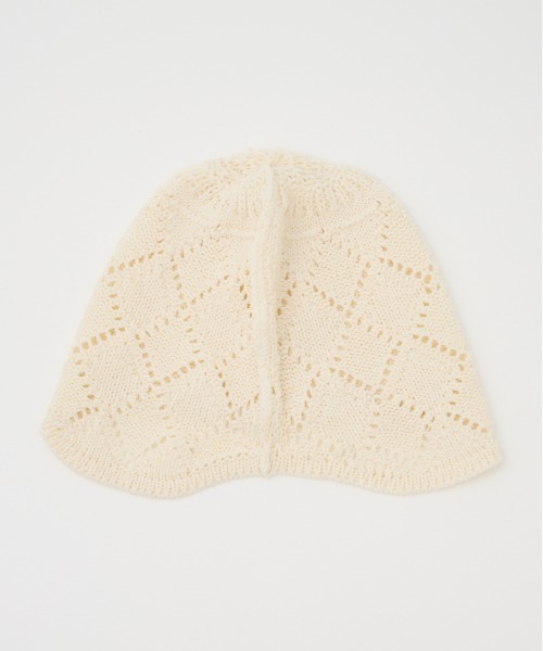 SLY（スライ）の「COTTON CROCHET CAP　コットン クロシェ キャップ（ニットキャップ/ビーニー・レディース・ブラック/オフホワイト・FREE）」の6枚目の写真