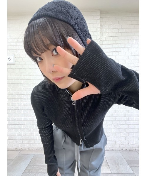 SLY（スライ）の「COTTON CROCHET CAP　コットン クロシェ キャップ（ニットキャップ/ビーニー・レディース・ブラック/オフホワイト・FREE）」の21枚目の写真
