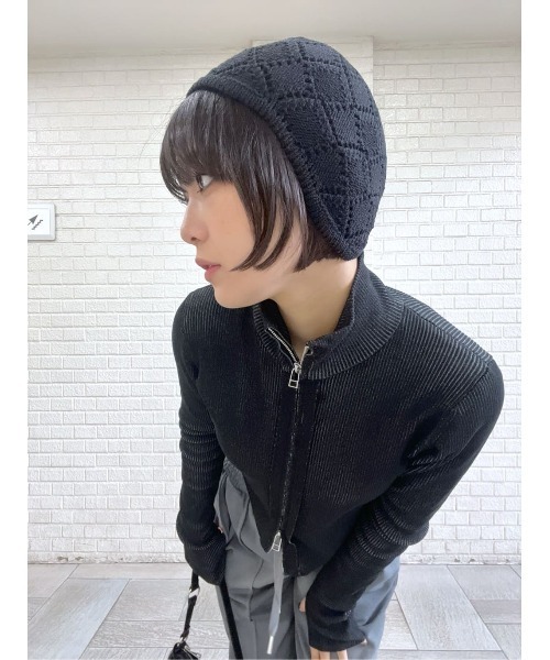 SLY（スライ）の「COTTON CROCHET CAP　コットン クロシェ キャップ（ニットキャップ/ビーニー・レディース・ブラック/オフホワイト・FREE）」の22枚目の写真