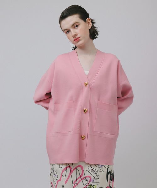 ADAM ET ROPE ハートボタンミドルカーディガン ADAM ET ROPÉ FEMME(アダム エ ロペ ファム) / 【サステナブル