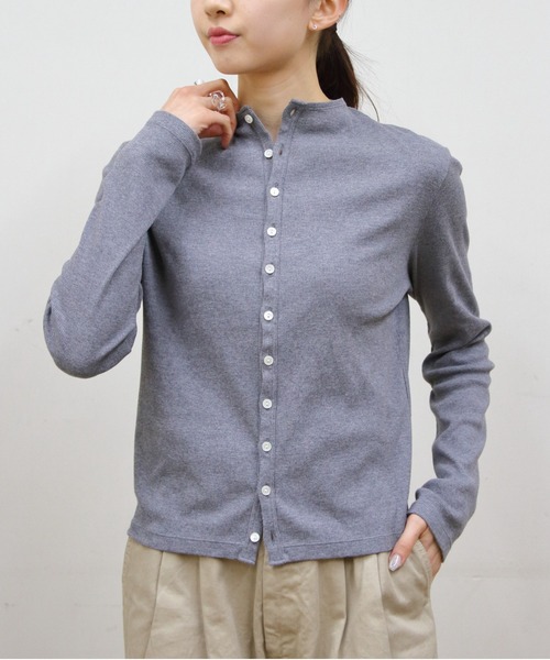 ORCIVAL(オーシバル)の「ORCIVAL/オーシバル モックネックカーディガン MOCK NECK CARDIGAN OR-C0424 CMR(カーディガン/ボレロ・レディース・ブラック/トップグレー/オートミール・1)」の9枚目の写真