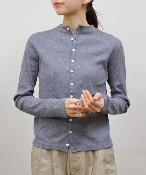 ORCIVAL(オーシバル)の「ORCIVAL/オーシバル モックネックカーディガン MOCK NECK CARDIGAN OR-C0424 CMR(カーディガン/ボレロ・レディース・ブラック/トップグレー/オートミール・1)」の10枚目の写真