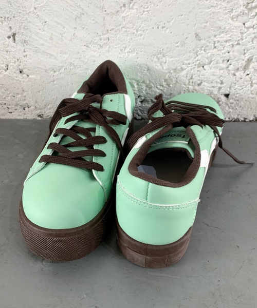 Teem Store(チームストア)の「サイドライン柄プラットフォーム厚底スニーカー(スニーカー・レディース・ミント/ピンク・L/S/M)」の5枚目の写真
