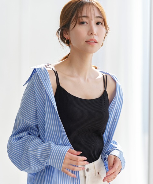 YU'NOW(ユナウ)の「バックオープンブラキャミ【カップ付インナー】(キャミソール・レディース・ホワイト/ブラック・LL/L/M/S)」の1枚目の写真
