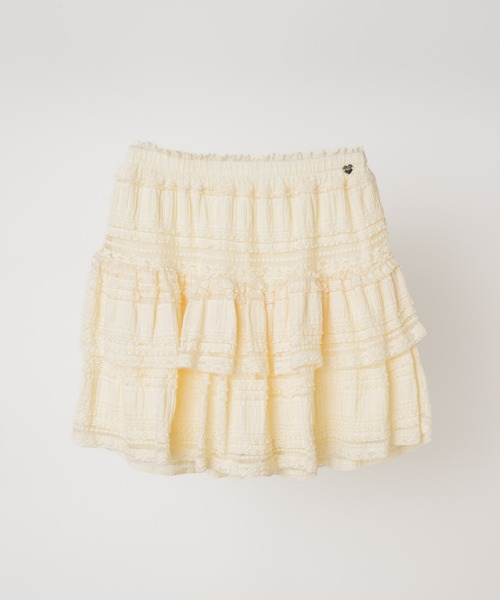 idem（イデム）の「lace tiered frill mini skirt／レースフリルティアードミニスカート（スカート・レディース・アイボリー/ブラック・FREE）」の11枚目の写真