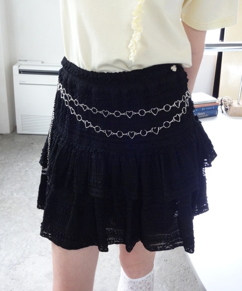 idem（イデム）の「lace tiered frill mini skirt／レース