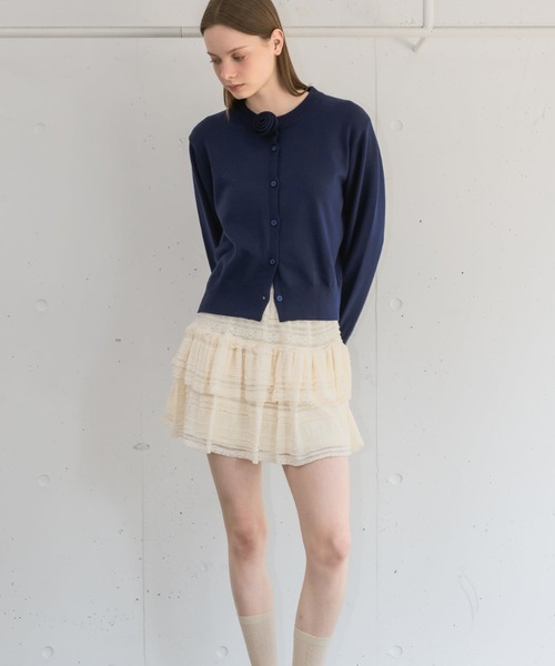 idem（イデム）の「lace tiered frill mini skirt／レースフリルティアードミニスカート（スカート・レディース・アイボリー/ブラック・FREE）」の9枚目の写真