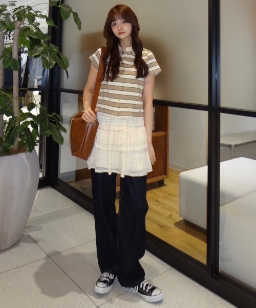 idem（イデム）の「lace tiered frill mini skirt／レースフリルティアードミニスカート（スカート・レディース・アイボリー/ブラック・FREE）」の16枚目の写真