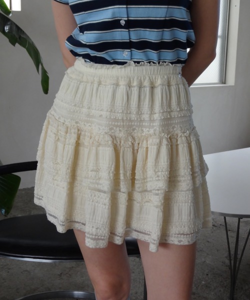 idem（イデム）の「lace tiered frill mini skirt／レース