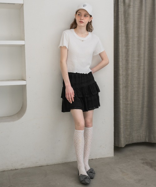 idem（イデム）の「lace tiered frill mini skirt／レースフリルティアードミニスカート（スカート・レディース・アイボリー/ブラック・FREE）」の18枚目の写真