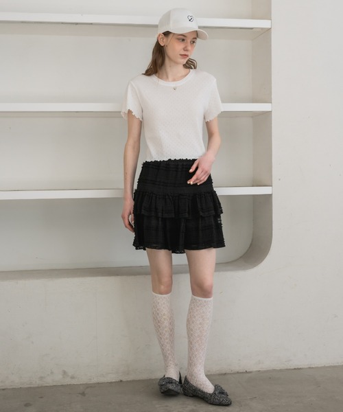 idem（イデム）の「lace tiered frill mini skirt／レースフリルティアードミニスカート（スカート・レディース・アイボリー/ブラック・FREE）」の19枚目の写真