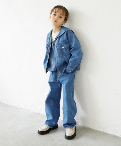 EDWIN(エドウィン)の「【Ou? by EDWIN】デニムカーブパンツ(デニムパンツ・キッズ・サックスブルー/ブルー・90/110/100/150/120/130/140)」の1枚目の写真