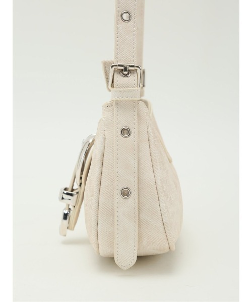 m.f.editorial（エムエフエディトリアル）の「【ハトメ付き平手ハンドル】m.f.エディトリアル レディース デニム風 ショルダーバッグ（ショルダーバッグ・レディース・ブラック/アイボリー・FREE）」の9枚目の写真