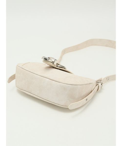 m.f.editorial（エムエフエディトリアル）の「【ハトメ付き平手ハンドル】m.f.エディトリアル レディース デニム風 ショルダーバッグ（ショルダーバッグ・レディース・ブラック/アイボリー・FREE）」の11枚目の写真