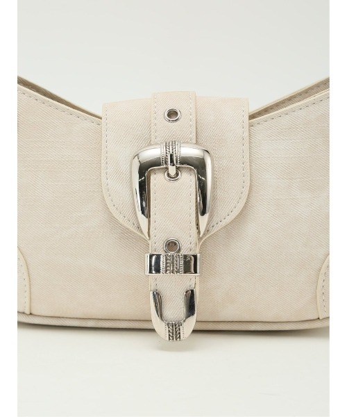 m.f.editorial（エムエフエディトリアル）の「【ハトメ付き平手ハンドル】m.f.エディトリアル レディース デニム風 ショルダーバッグ（ショルダーバッグ・レディース・ブラック/アイボリー・FREE）」の13枚目の写真