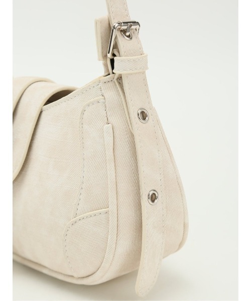 m.f.editorial（エムエフエディトリアル）の「【ハトメ付き平手ハンドル】m.f.エディトリアル レディース デニム風 ショルダーバッグ（ショルダーバッグ・レディース・ブラック/アイボリー・FREE）」の14枚目の写真