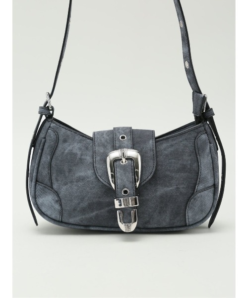 m.f.editorial（エムエフエディトリアル）の「【ハトメ付き平手ハンドル】m.f.エディトリアル レディース デニム風 ショルダーバッグ（ショルダーバッグ・レディース・ブラック/アイボリー・FREE）」の18枚目の写真