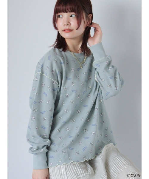 ehka sopo(エヘカソポ)の「【魔法の天使クリィミーマミ】ワッフルカットソー(ニット/セーター・レディース・ミント/キナリ/オフホワイト・F)」の3枚目の写真