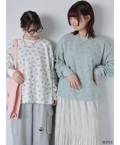 ehka sopo(エヘカソポ)の「【魔法の天使クリィミーマミ】ワッフルカットソー(ニット/セーター・レディース・ミント/キナリ/オフホワイト・F)」の4枚目の写真