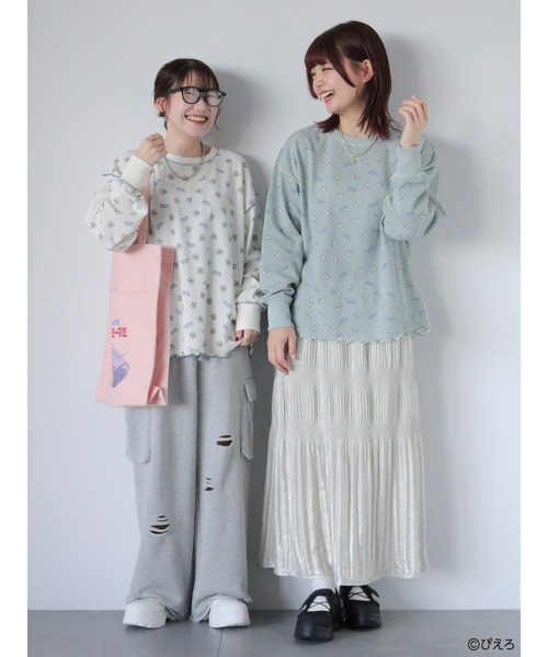 ehka sopo(エヘカソポ)の「【魔法の天使クリィミーマミ】ワッフルカットソー(ニット/セーター・レディース・ミント/キナリ/オフホワイト・F)」の6枚目の写真