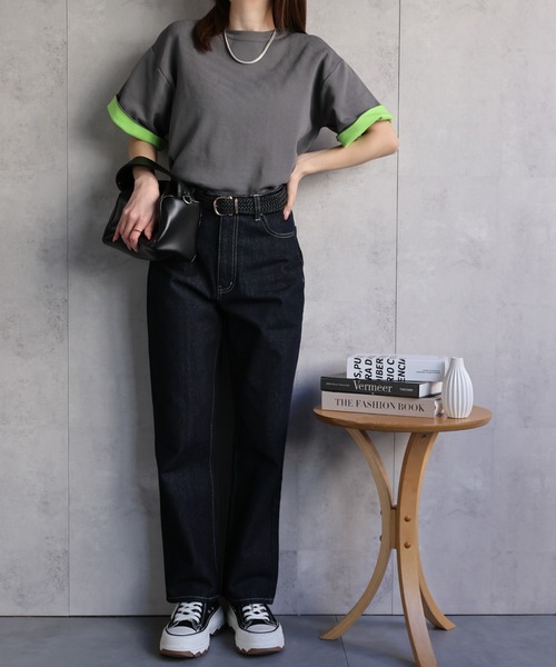 sakishimatokyo（サキシマトーキョー）の「配色 ジャガード 半袖ニット/トップス/Tシャツ（Tシャツ/カットソー・レディース・ブラウン/グレー/ブラック・FREE）」の5枚目の写真