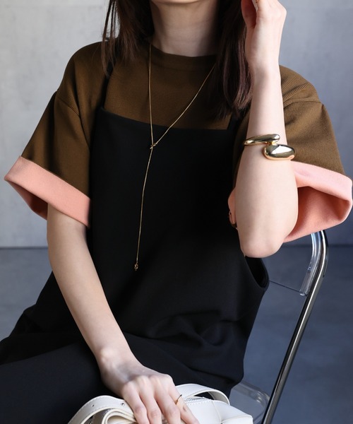 sakishimatokyo（サキシマトーキョー）の「配色 ジャガード 半袖ニット/トップス/Tシャツ（Tシャツ/カットソー・レディース・ブラウン/グレー/ブラック・FREE）」の19枚目の写真