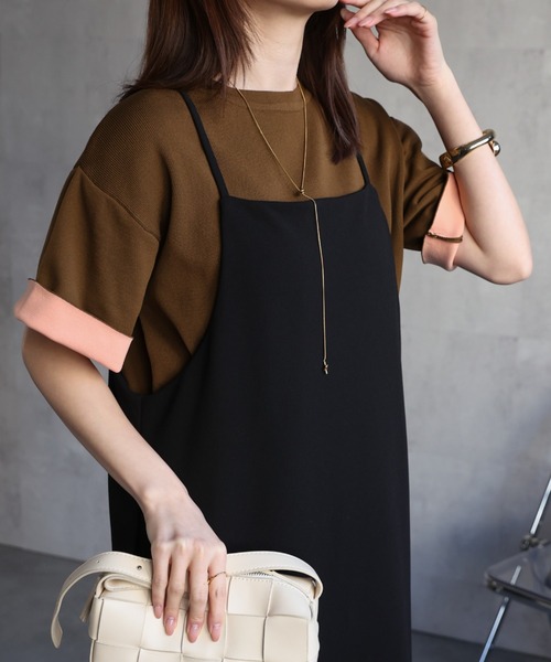 sakishimatokyo（サキシマトーキョー）の「配色 ジャガード 半袖ニット/トップス/Tシャツ（Tシャツ/カットソー・レディース・ブラウン/グレー/ブラック・FREE）」の9枚目の写真