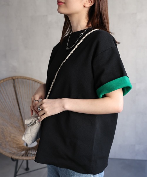 sakishimatokyo（サキシマトーキョー）の「配色 ジャガード 半袖ニット/トップス/Tシャツ（Tシャツ/カットソー・レディース・ブラウン/グレー/ブラック・FREE）」の12枚目の写真