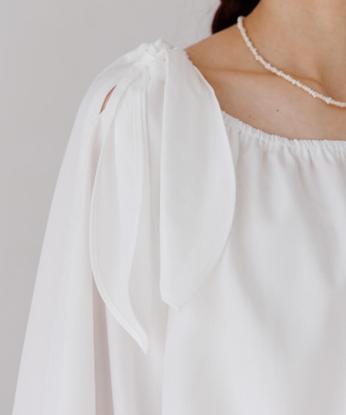 flower（フラワー）の「ステップリボンブラウス（シャツ/ブラウス・レディース・ブルー/ホワイト・FREE）」の8枚目の写真