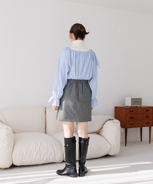 flower（フラワー）の「ステップリボンブラウス（シャツ/ブラウス・レディース・ブルー/ホワイト・FREE）」の14枚目の写真