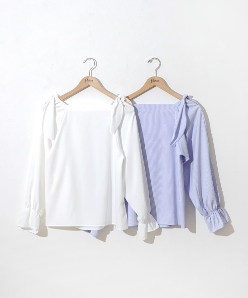 flower（フラワー）の「ステップリボンブラウス（シャツ/ブラウス・レディース・ブルー/ホワイト・FREE）」の17枚目の写真