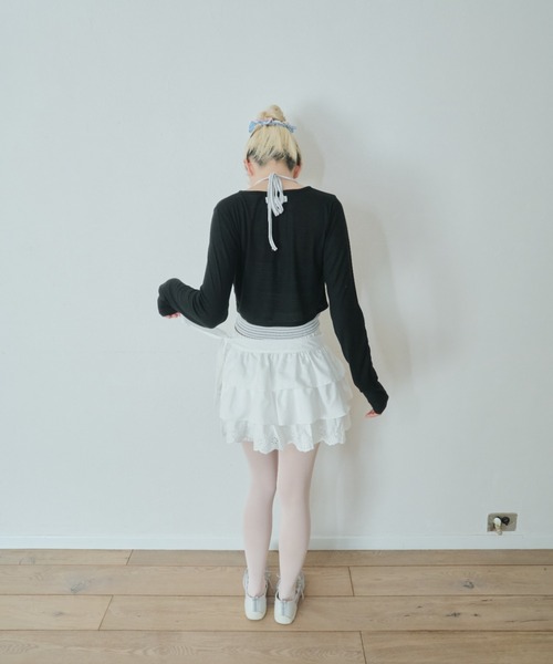Smyeon(スミョン)の「Multi ribbon tiered skirt/マルチリボンティアードスカート(スカート・レディース・ホワイト・FREE)」の8枚目の写真