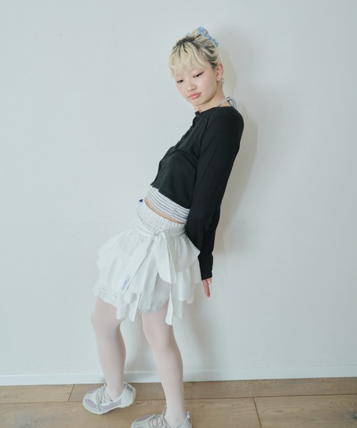 Smyeon(スミョン)の「Multi ribbon tiered skirt/マルチリボンティアードスカート(スカート・レディース・ホワイト・FREE)」の7枚目の写真