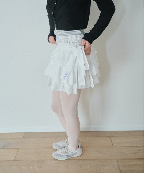 Smyeon(スミョン)の「Multi ribbon tiered skirt/マルチリボンティアードスカート(スカート・レディース・ホワイト・FREE)」の6枚目の写真