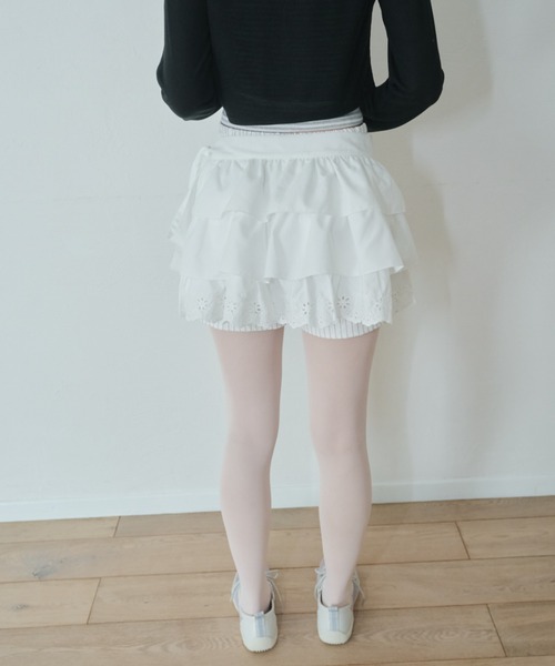 Multi ribbon tiered skirt/マルチリボンティアードスカート