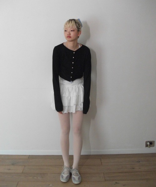 Multi ribbon tiered skirt/マルチリボンティアードスカート