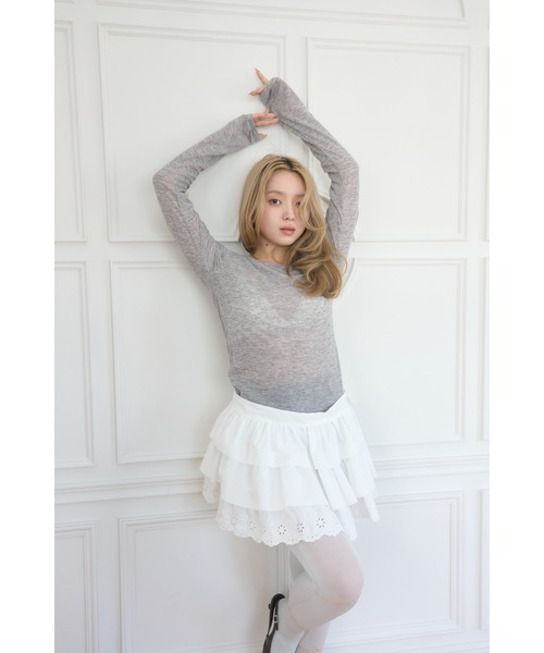Multi ribbon tiered skirt/マルチリボンティアードスカート（スカート
