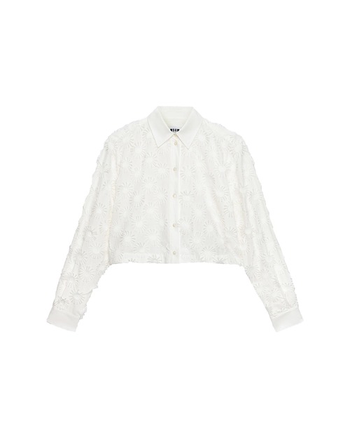 MSGM(エムエスジーエム)の「3D SUNNY マクラメコットンポプリンシャツ(シャツ/ブラウス・レディース・ホワイト・38)」の1枚目の写真