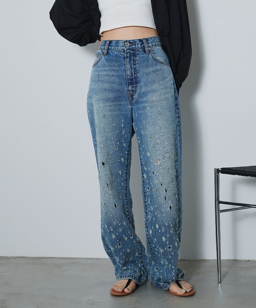 ELLEgirl(エルガール)の「ダメージクラッシュデニムパンツ【ELLEgirl/エルガール】(デニムパンツ・レディース・インディゴブルー/ピンク・S/M/L)」の19枚目の写真