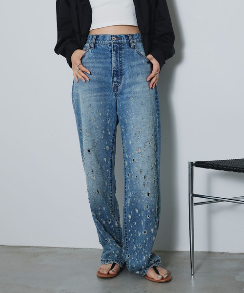 ELLEgirl(エルガール)の「ダメージクラッシュデニムパンツ【ELLEgirl/エルガール】(デニムパンツ・レディース・インディゴブルー/ピンク・S/M/L)」の22枚目の写真