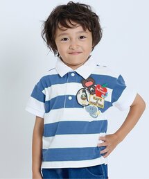 BIT'Z(ビッツ)の沢山のワッペン付きボーダー半袖ポロシャツ(ポロシャツ)