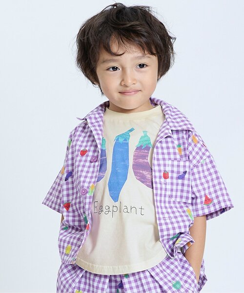 BIT'Z(ビッツ)の「色々フルーツとベジタブル切り絵プリント半袖Tシャツ(Tシャツ/カットソー・キッズ・ブルー/パープル/イエロー/グリーン/ピンク/レッド・95/110/120/80/90/100)」の4枚目の写真