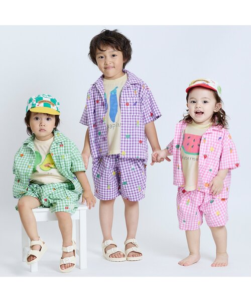 BIT'Z(ビッツ)の「色々フルーツとベジタブル切り絵プリント半袖Tシャツ(Tシャツ/カットソー・キッズ・ブルー/パープル/イエロー/グリーン/ピンク/レッド・95/110/120/80/90/100)」の8枚目の写真