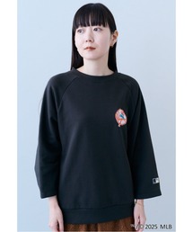 IEDIT オリジナルMLBデザインクーパーズタウンコレクション 往年のロゴを楽しむモモンガシルエットの八分袖スウェット