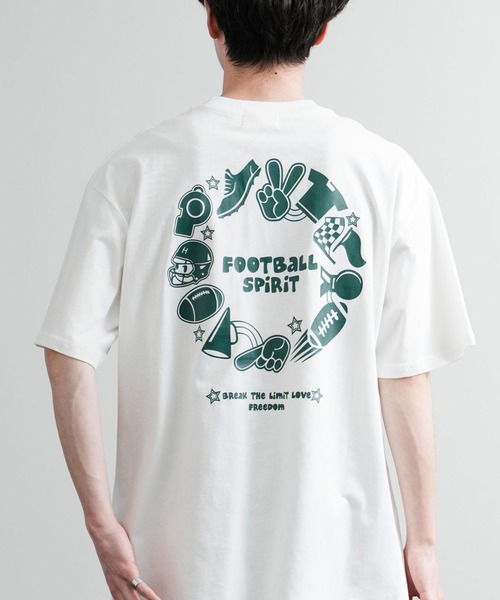 Rocky Monroe(ロッキーモンロー)の「オーバーサイズ スポーツグラフィックプリント半袖Tシャツ(Tシャツ/カットソー・メンズ・ブラック/ホワイト系/ベージュ/ホワイト/グリーン・M/L/XL)」の1枚目の写真