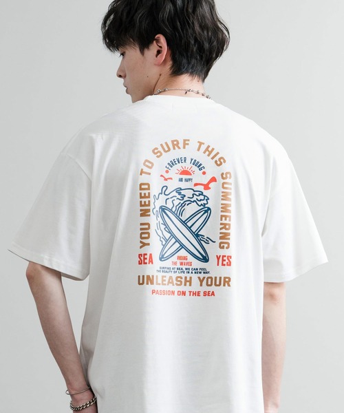 Rocky Monroe(ロッキーモンロー)の「オーバーサイズ スポーツグラフィックプリント半袖Tシャツ(Tシャツ/カットソー・メンズ・ブラック/ホワイト系/ベージュ/ホワイト/グリーン・M/L/XL)」の3枚目の写真