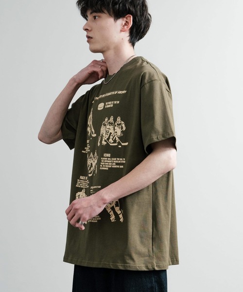 Rocky Monroe(ロッキーモンロー)の「オーバーサイズ スポーツグラフィックプリント半袖Tシャツ(Tシャツ/カットソー・メンズ・ブラック/ホワイト系/ベージュ/ホワイト/グリーン・M/L/XL)」の6枚目の写真