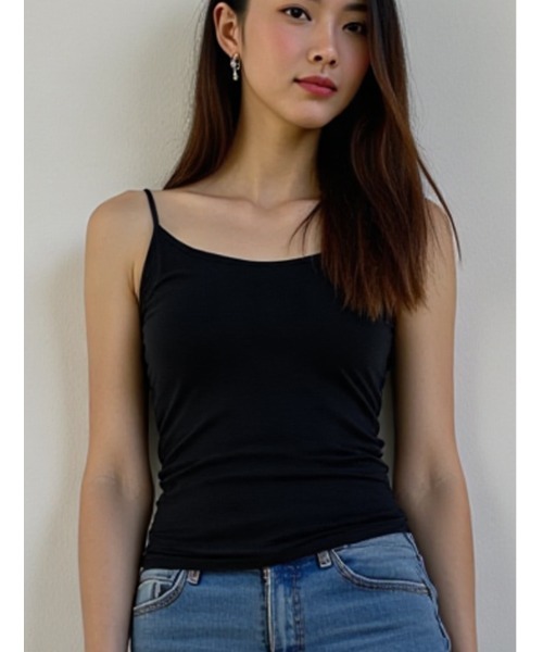 fifth（フィフス）の「【接触冷感×抗菌防臭】さらさら、ひんやりカップ付きキャミソール【EssentialCool】（キャミソール・レディース・ブラック/ベージュ・S/M/L）」の15枚目の写真